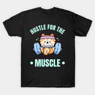 Hustle For The Muscle Cute Puppy Funny Workout T-Shirt